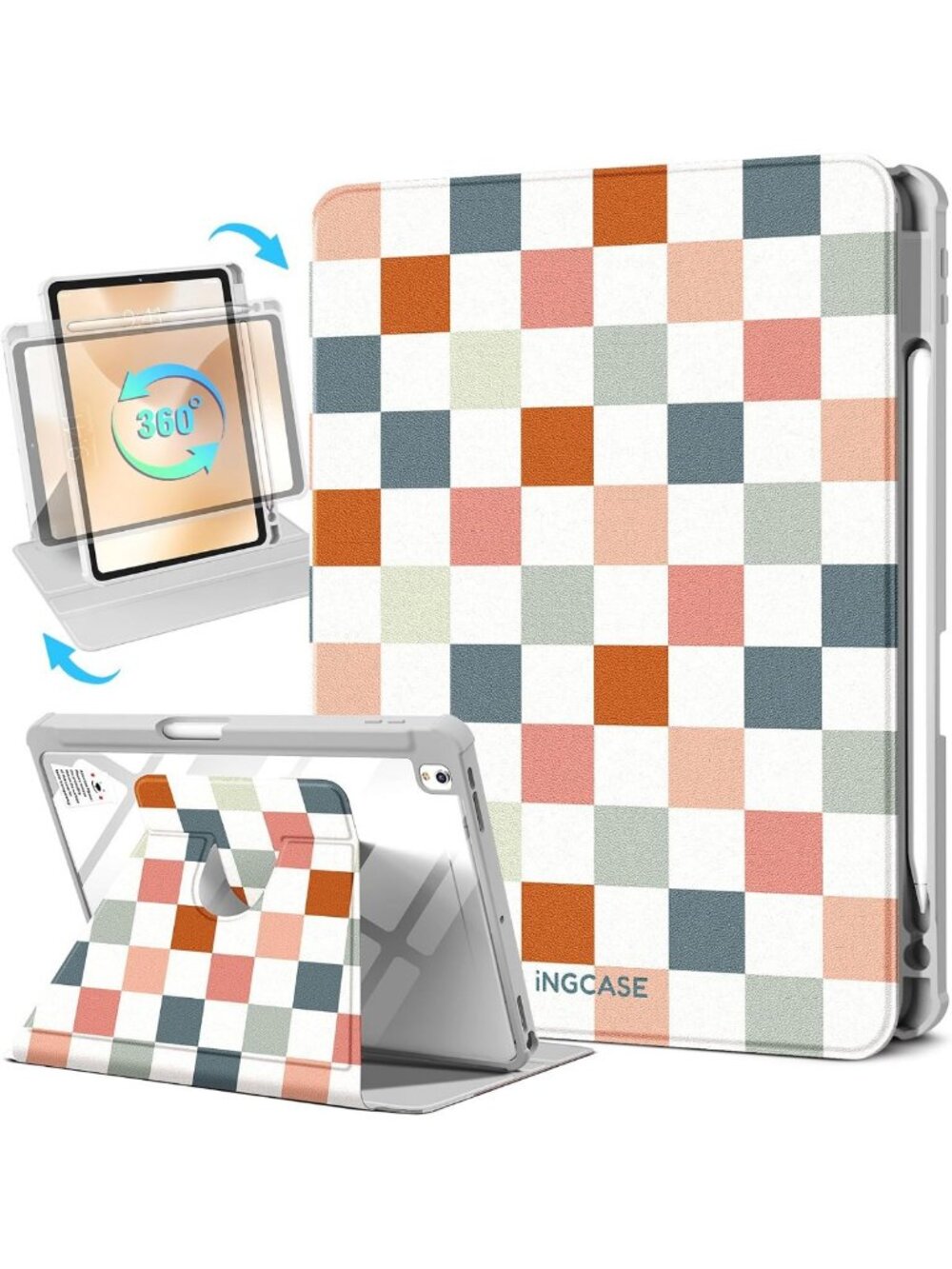 360 Rotating Folio Case for iPad with Pencil Holder - Smart Design & Versatile